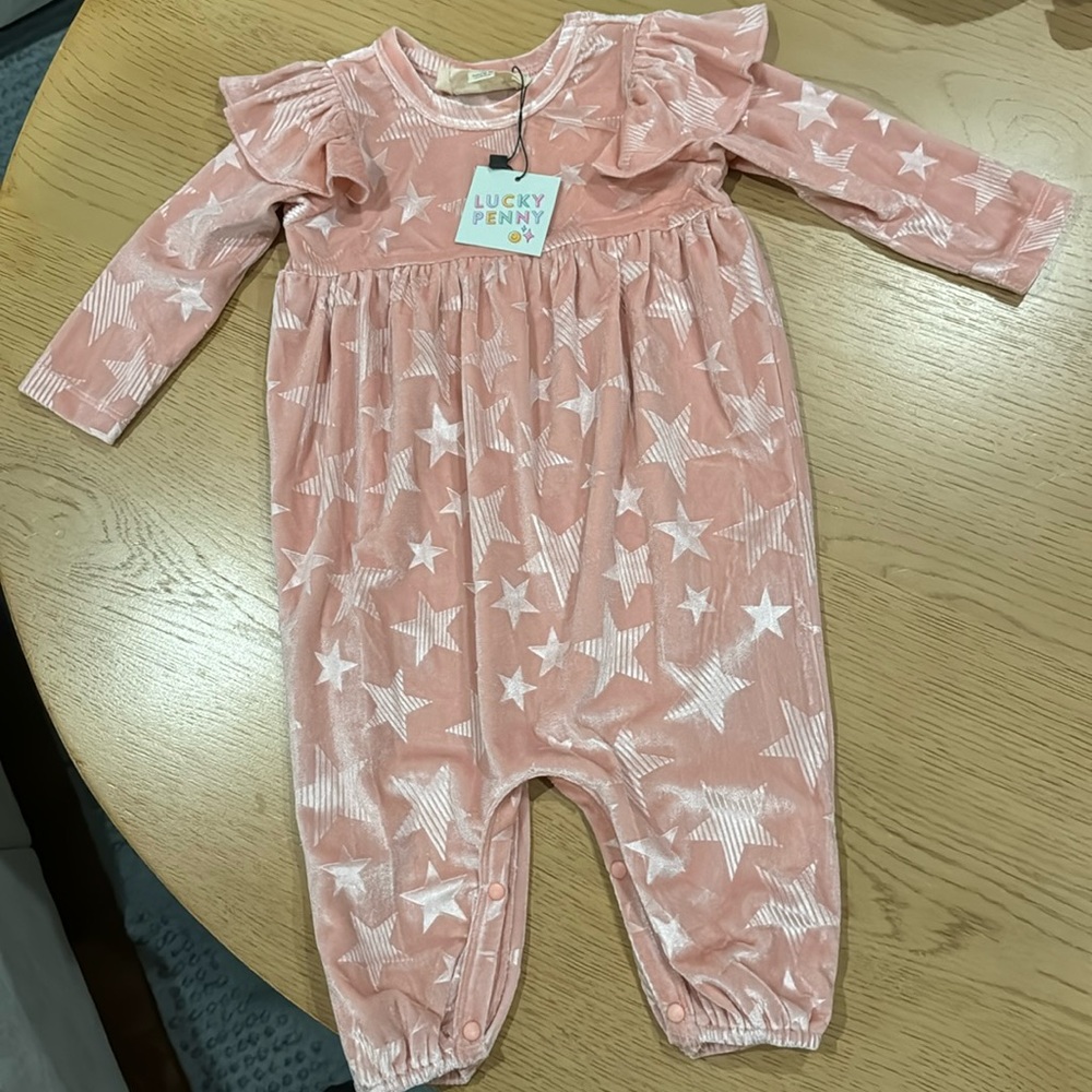 Mabel + Honey Star Velvet Romper (12m)